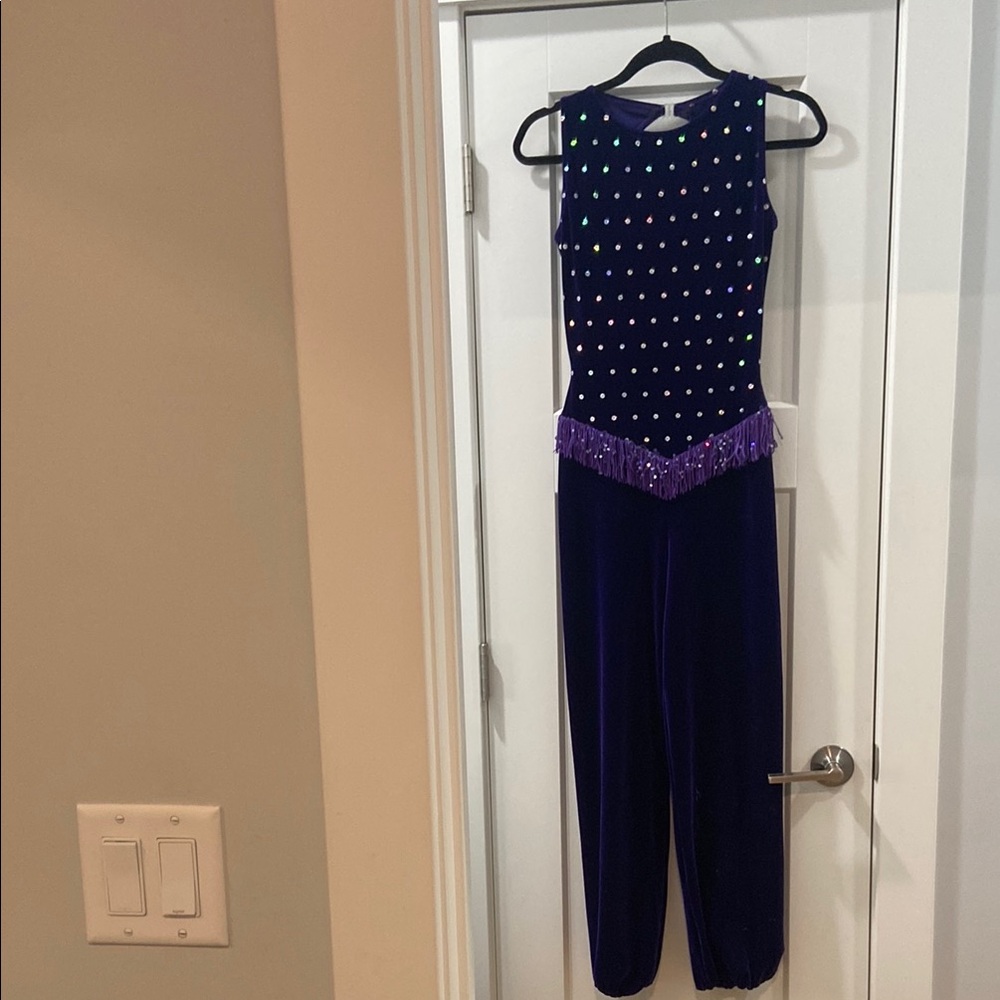 Velvet Purple Jumpsuit w/ Fringe & Sequin Detail A Wish Come True Into the Groov